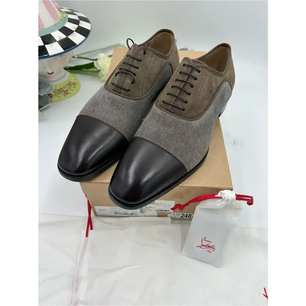 Men's Christian Louboutin Gregory velvet Twill and Leather Oxford's size 43